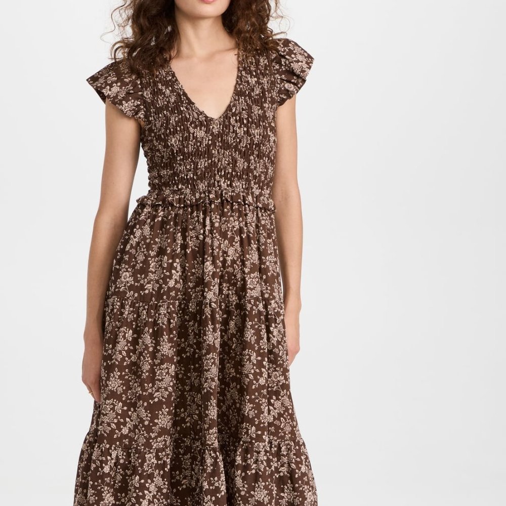 Floral Brown Midi Dress O.p.t